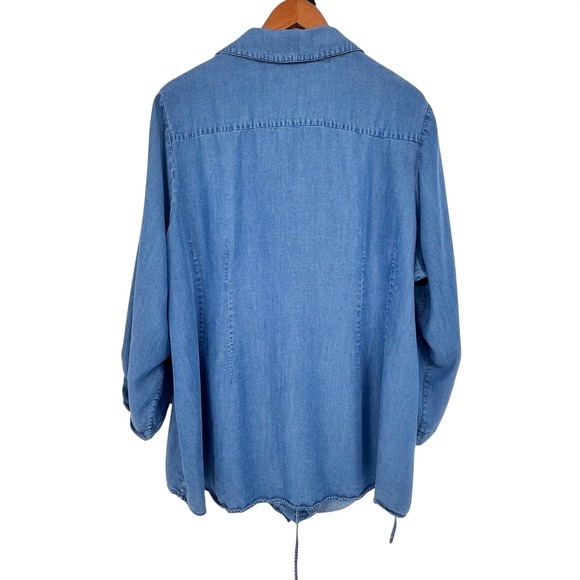 Soft Surroundings Tunic Top Women 3X Blue Asymmetrical Coastal Grandma Lagenlook - Picture 2 of 9
